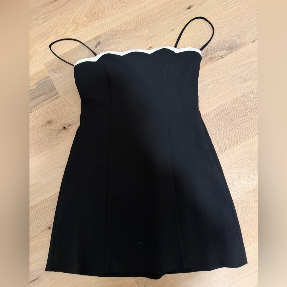 French Connection Black Mini Dress with White Accents